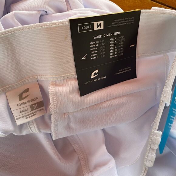 🆕 Men’s Champro White Open Bottom Baseball Pants Size M - Picture 5 of 6
